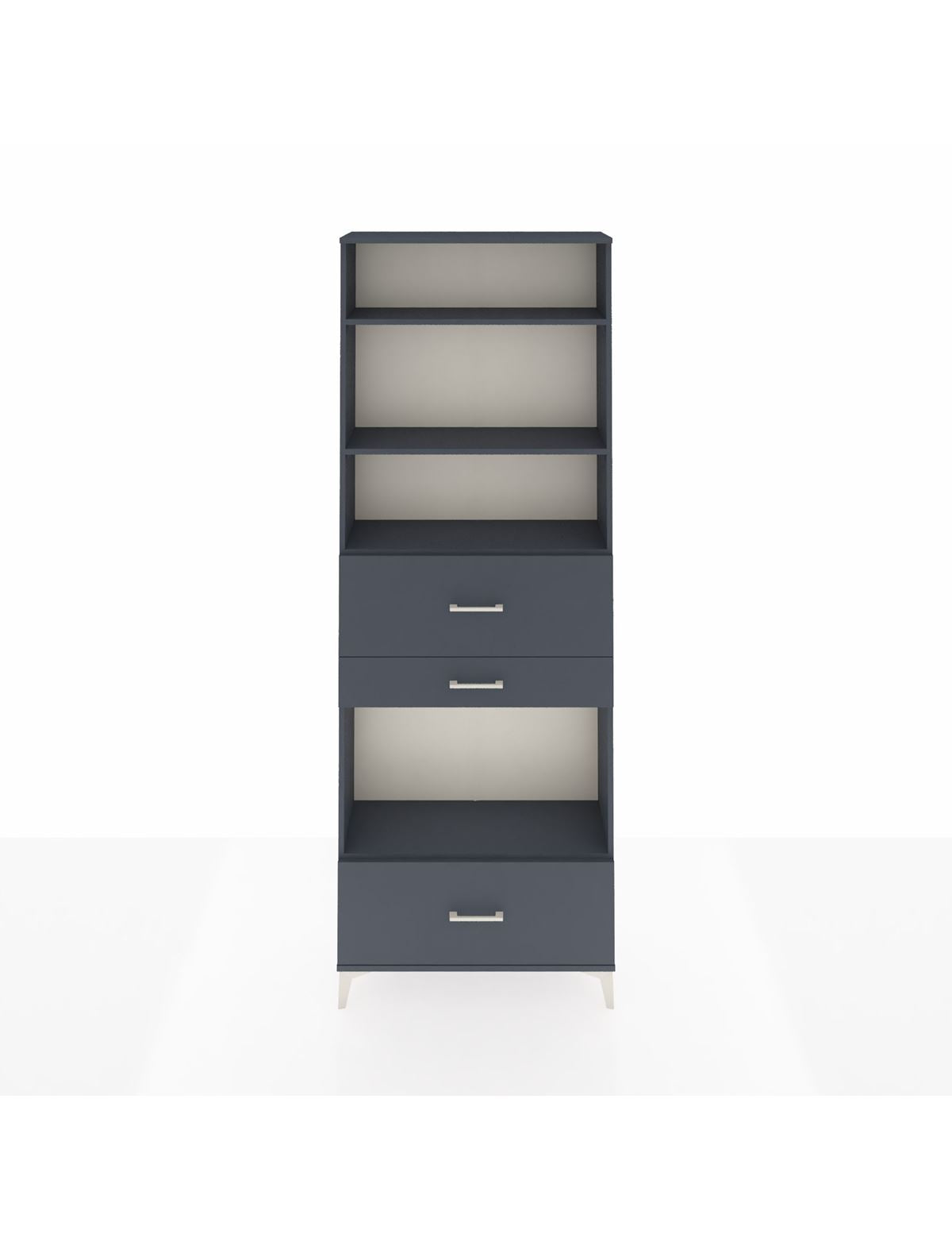 Arges Dolap 4 Raflı 3 Çekmeceli 88x30x243 Antrasit-Antrasit