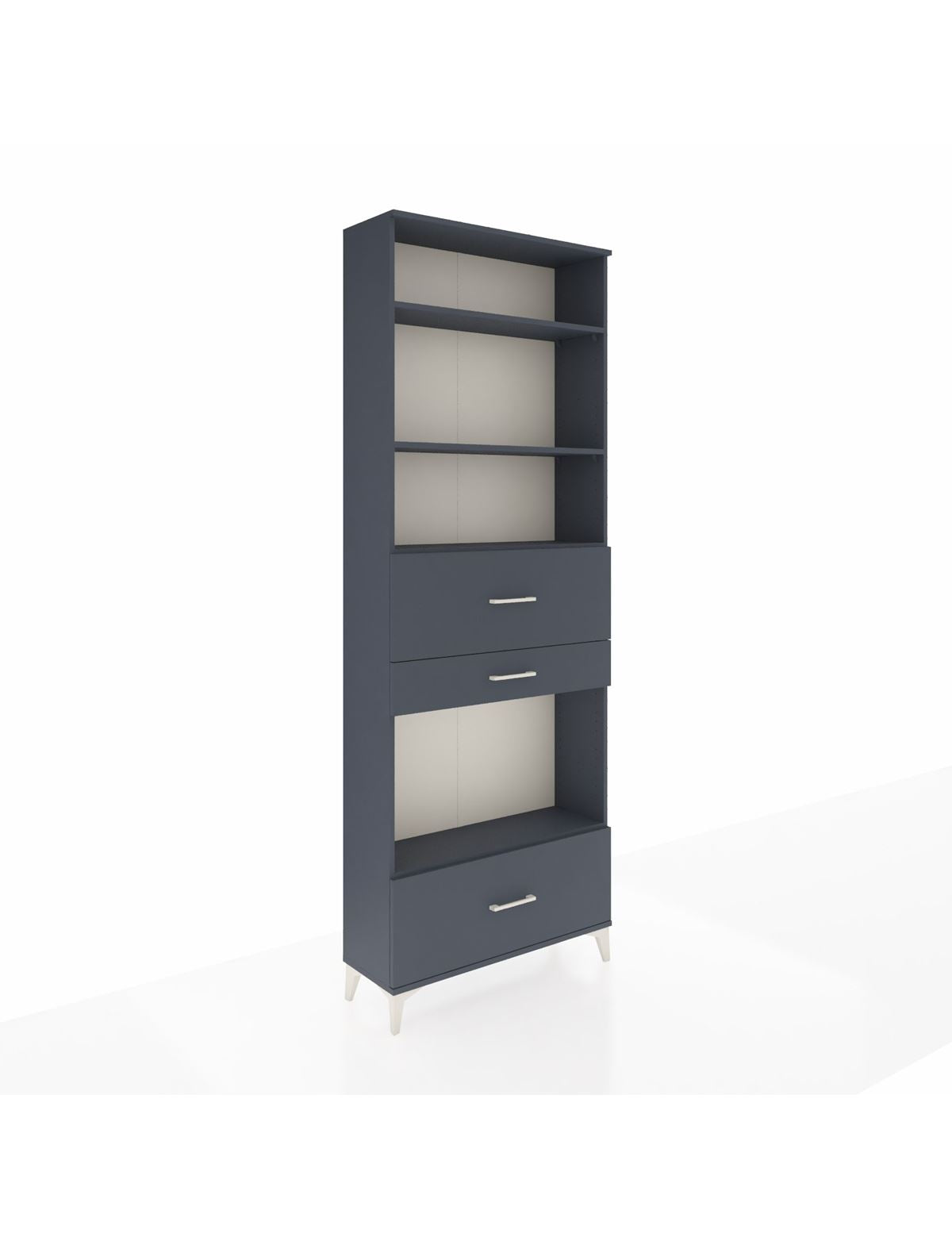 Arges Dolap 4 Raflı 3 Çekmeceli 88x30x243 Antrasit-Antrasit