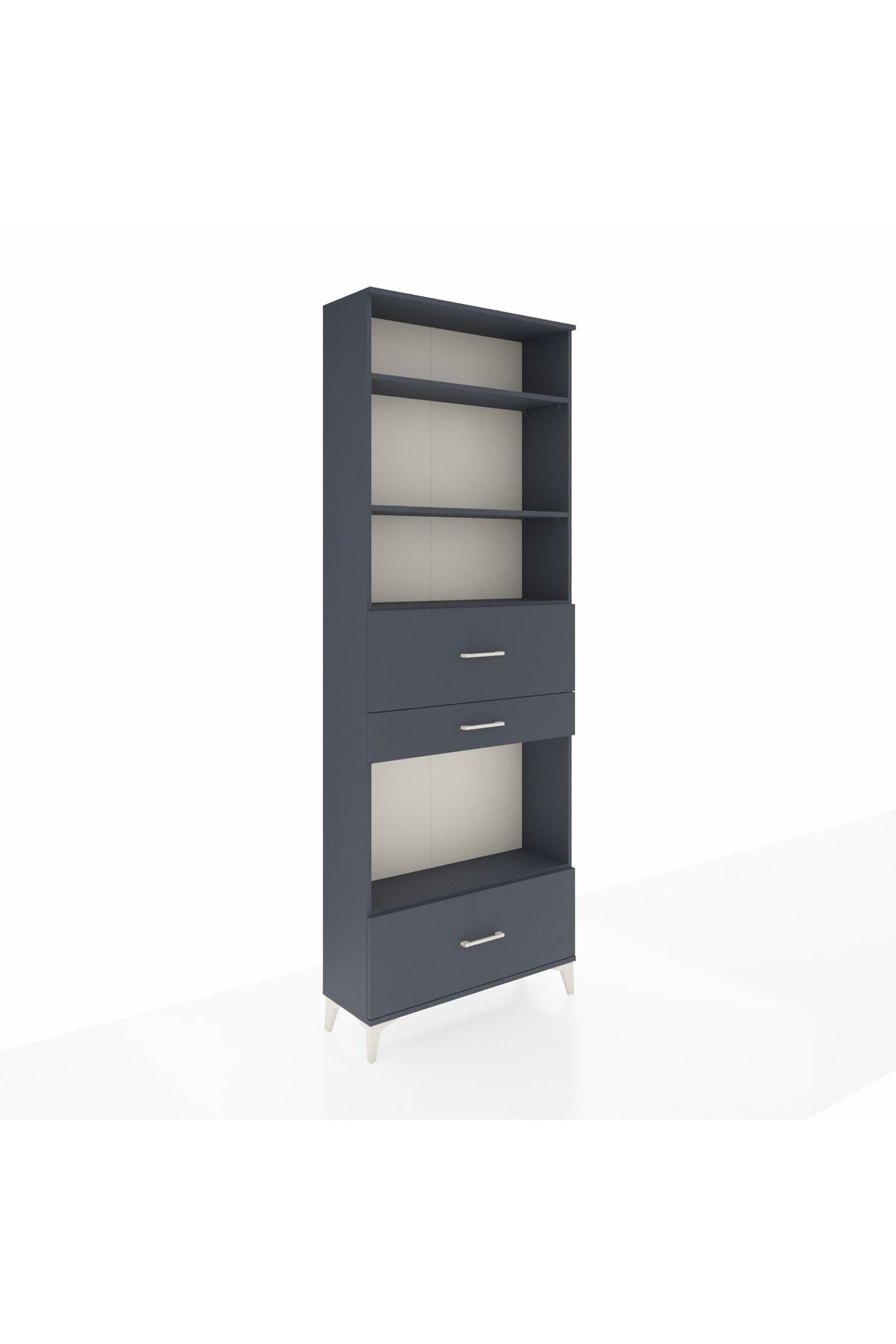 Arges Dolap 4 Raflı 3 Çekmeceli 88x30x243 Antrasit-Antrasit