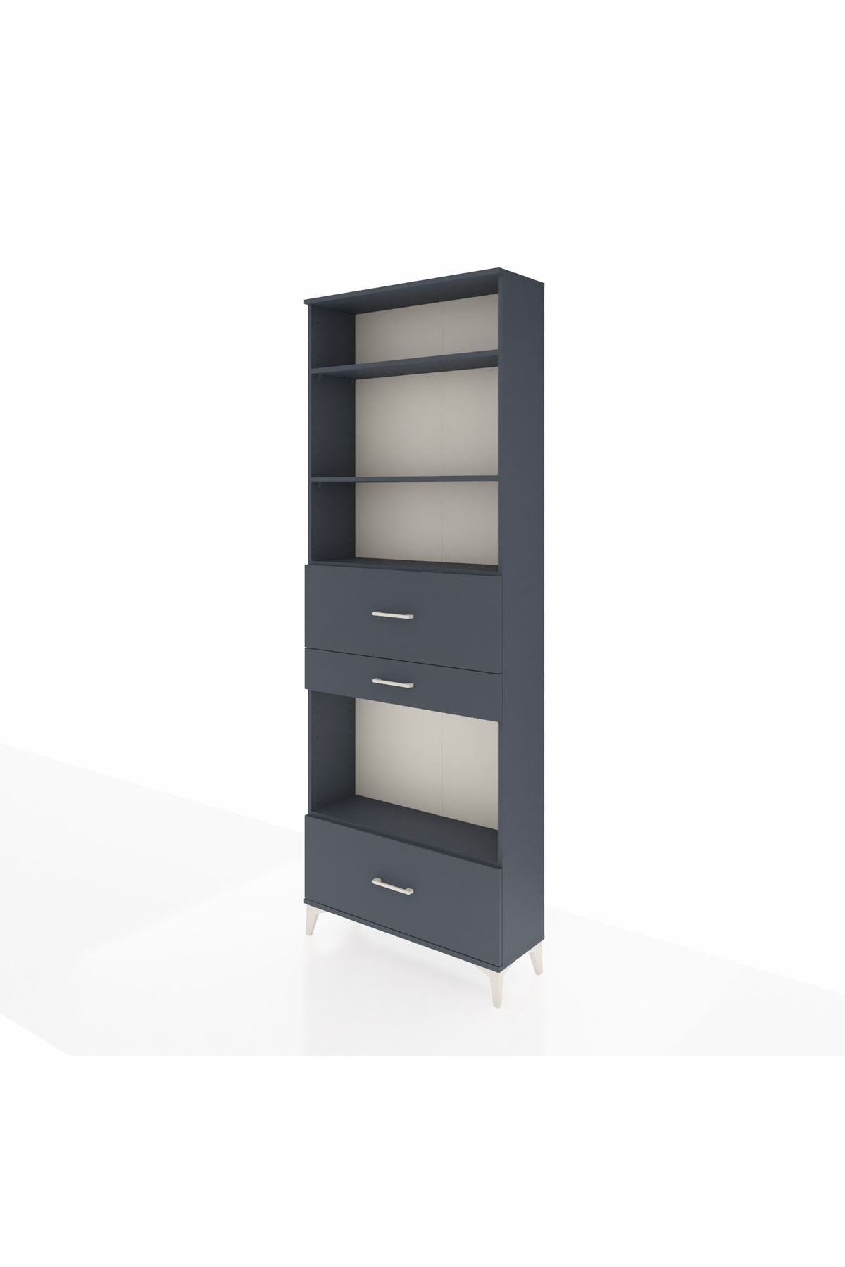 Arges Dolap 4 Raflı 3 Çekmeceli 88x30x243 Antrasit-Antrasit