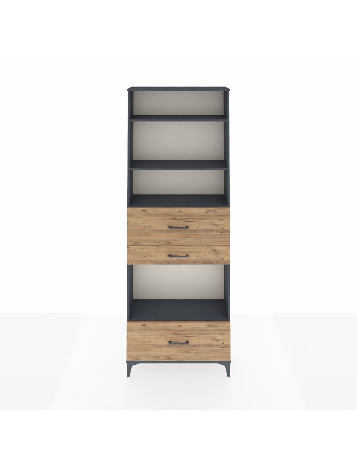 Arges Dolap 4 Raflı 3 Çekmeceli 88x30x243 Antrasit-Çam