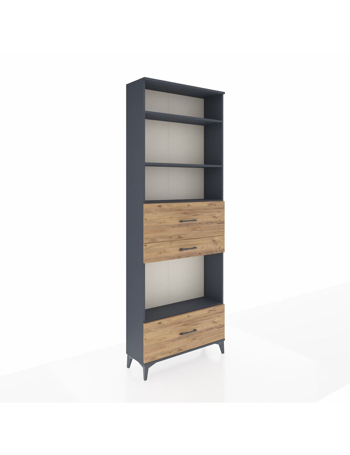 Arges Dolap 4 Raflı 3 Çekmeceli 88x30x243 Antrasit-Çam