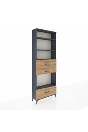 Arges Dolap 4 Raflı 3 Çekmeceli 88x30x243 Antrasit-Çam