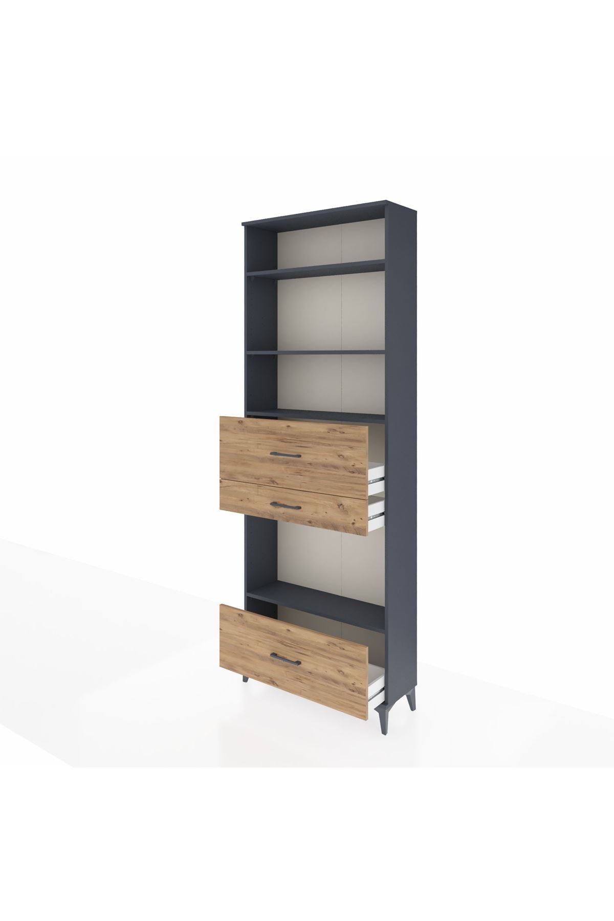 Arges Dolap 4 Raflı 3 Çekmeceli 88x30x243 Antrasit-Çam