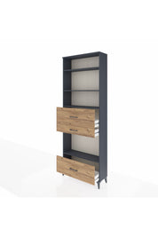 Arges Dolap 4 Raflı 3 Çekmeceli 88x30x243 Antrasit-Çam