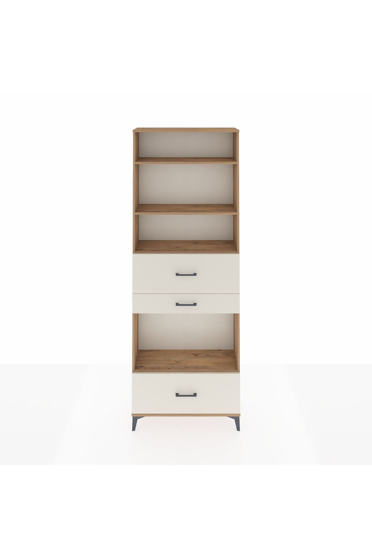 Arges Dolap 4 Raflı 3 Çekmeceli 88x30x243 Çam-Aytaşı