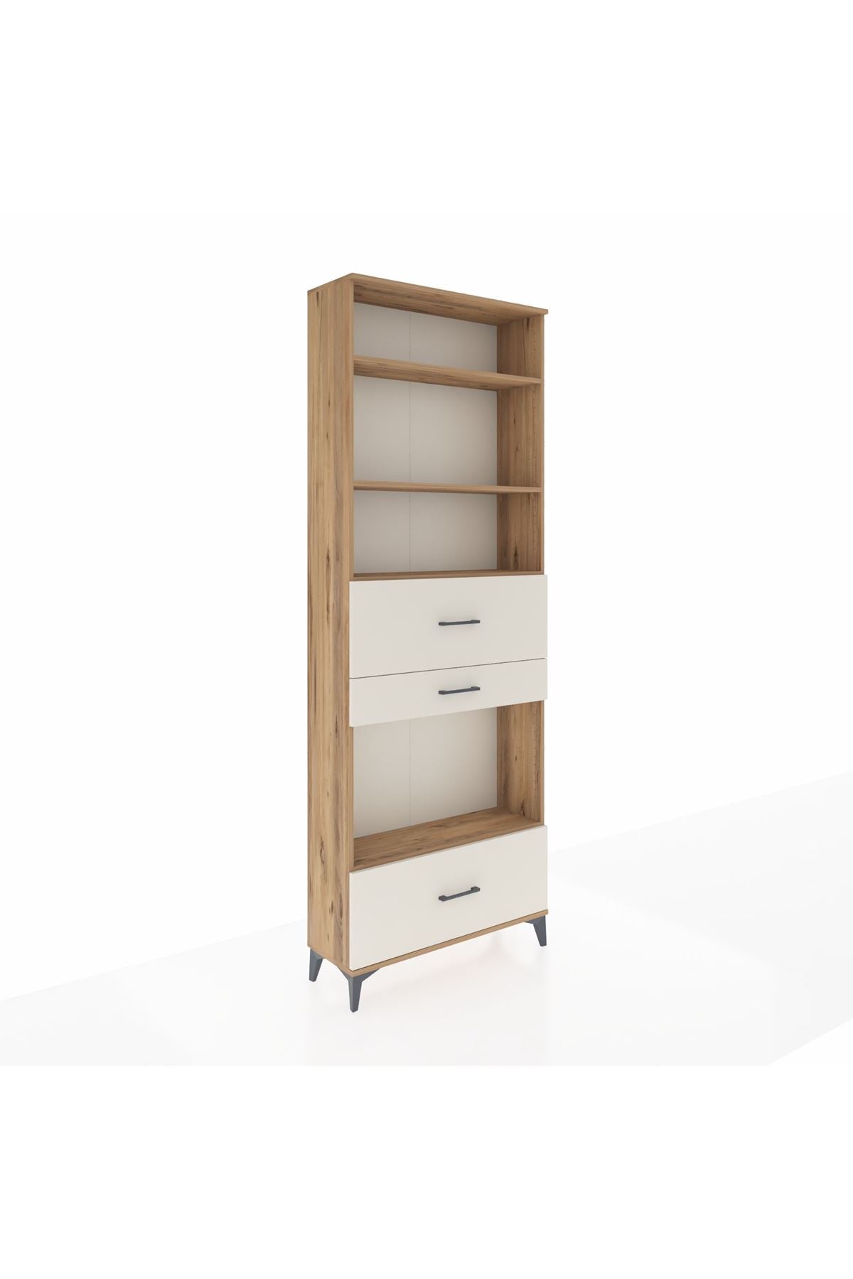 Arges Dolap 4 Raflı 3 Çekmeceli 88x30x243 Çam-Aytaşı