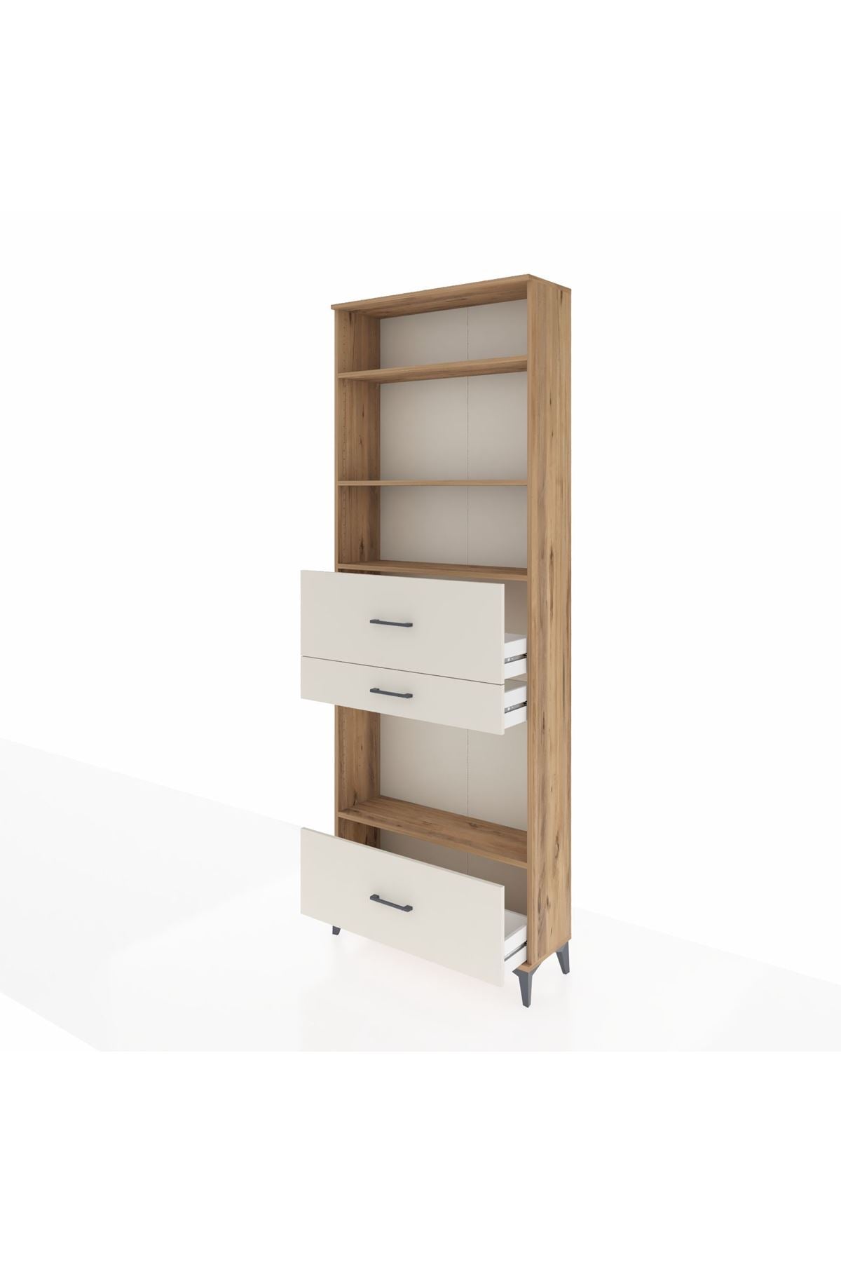 Arges Dolap 4 Raflı 3 Çekmeceli 88x30x243 Çam-Aytaşı