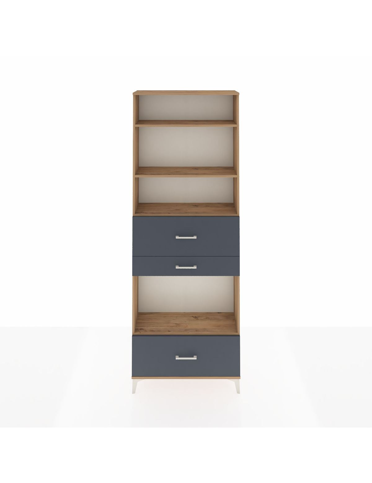 Arges Dolap 4 Raflı 3 Çekmeceli 88x30x243 Çam-Antrasit