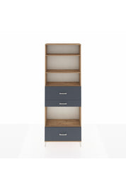 Arges Dolap 4 Raflı 3 Çekmeceli 88x30x243 Çam-Antrasit