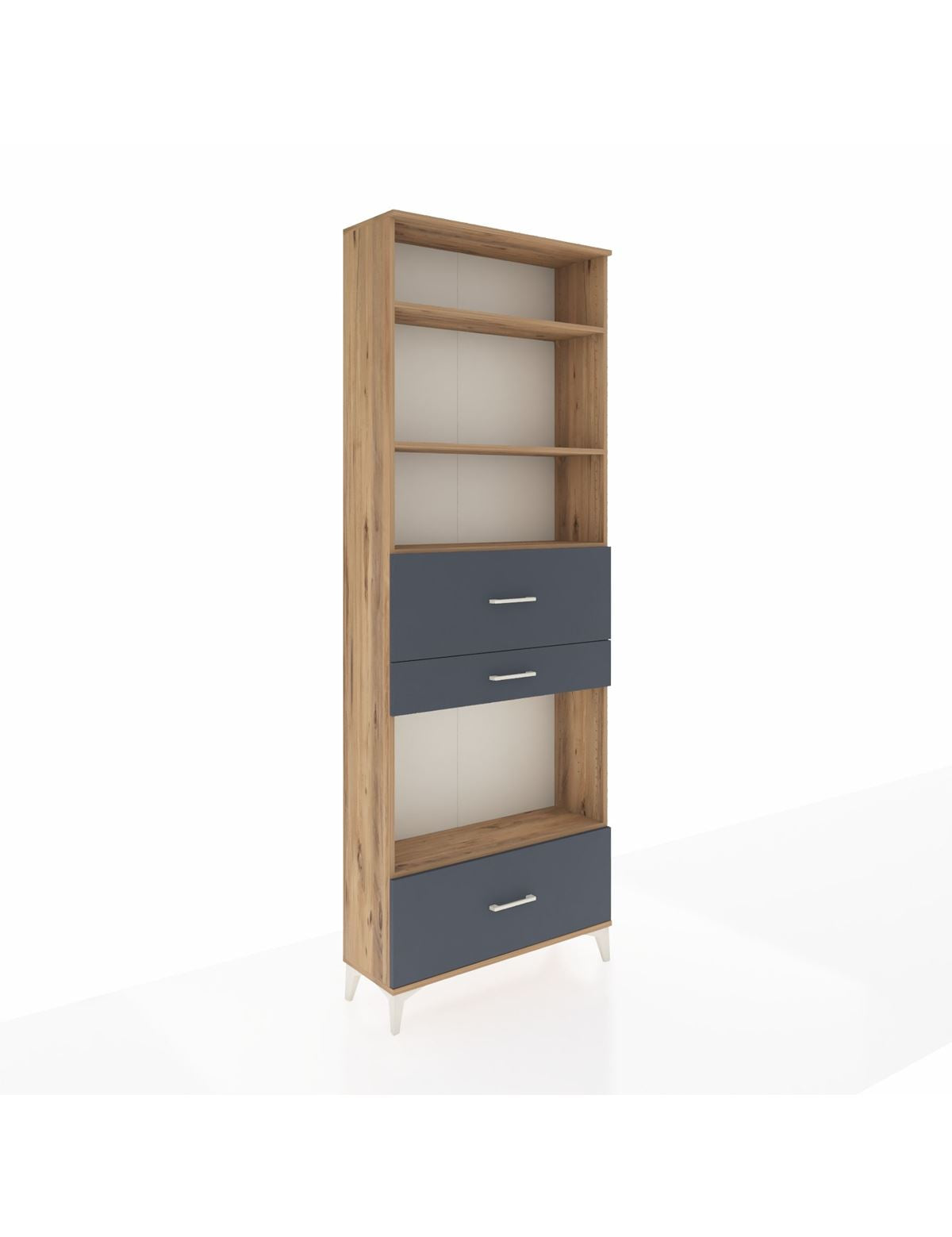 Arges Dolap 4 Raflı 3 Çekmeceli 88x30x243 Çam-Antrasit