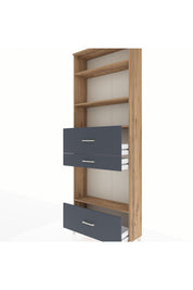 Arges Dolap 4 Raflı 3 Çekmeceli 88x30x243 Çam-Antrasit