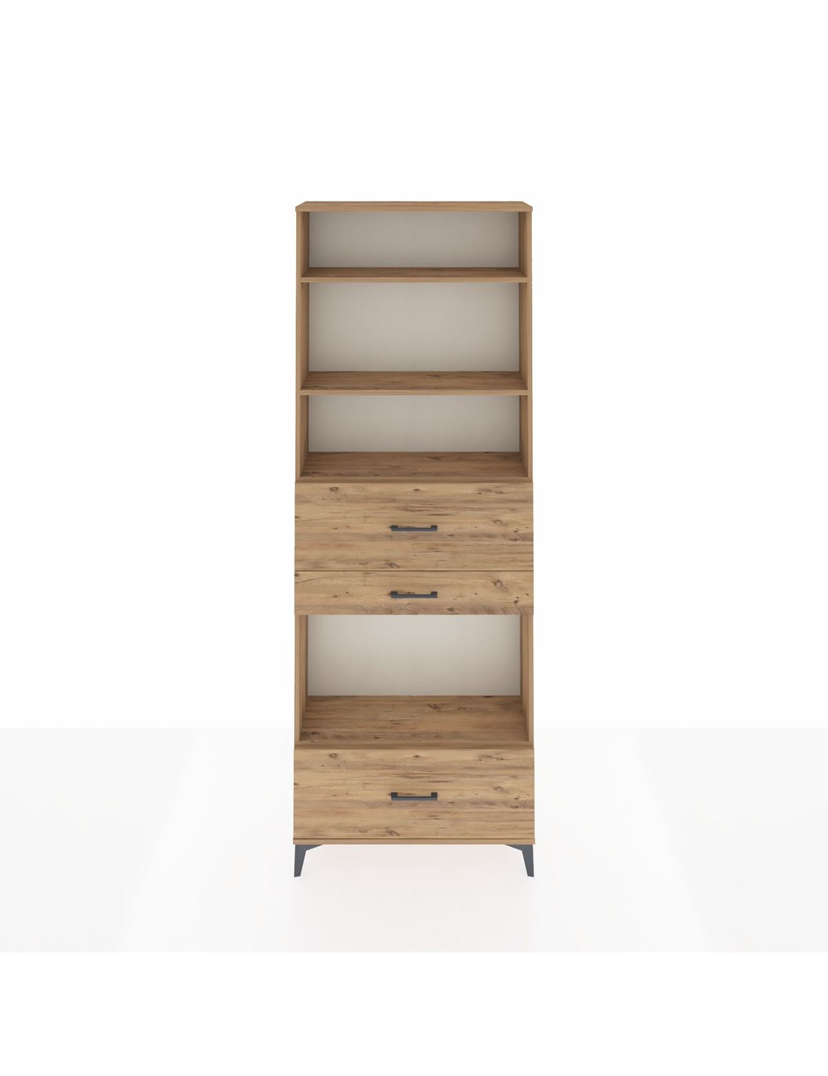 Arges Dolap 4 Raflı 3 Çekmeceli 88x30x243 Çam-Çam