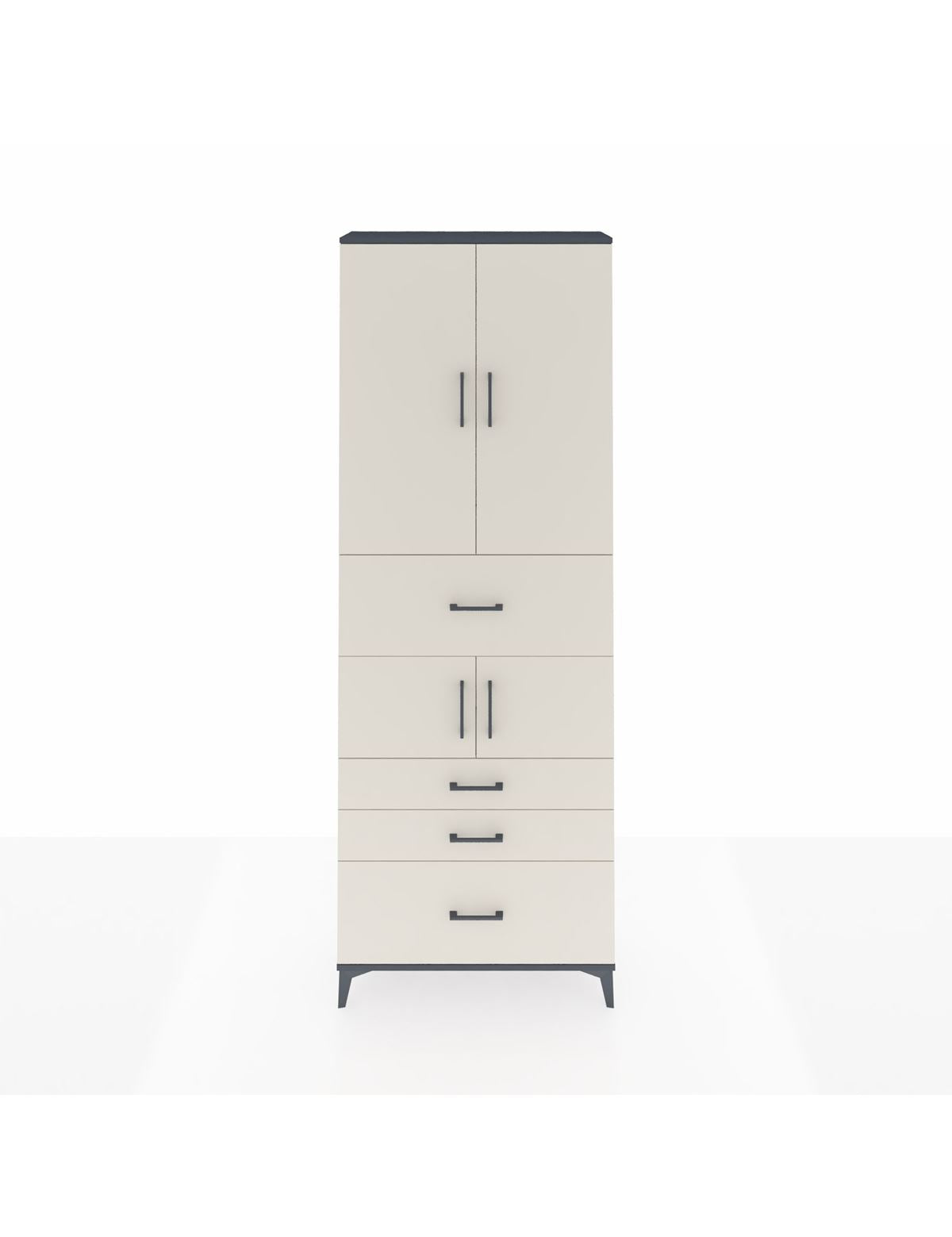 Arges Dolap 4 Raflı 4 Çekmeceli 4 Kapaklı 88x30x243 Antrasit-Aytaşı