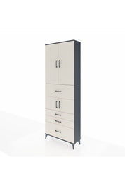 Arges Dolap 4 Raflı 4 Çekmeceli 4 Kapaklı 88x30x243 Antrasit-Aytaşı