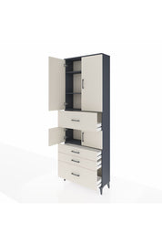 Arges Dolap 4 Raflı 4 Çekmeceli 4 Kapaklı 88x30x243 Antrasit-Aytaşı