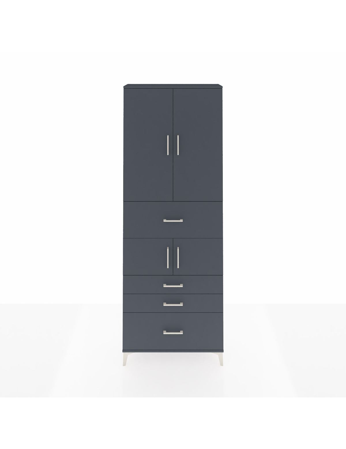 Arges Dolap 4 Raflı 4 Çekmeceli 4 Kapaklı 88x30x243 Antrasit-Antrasit