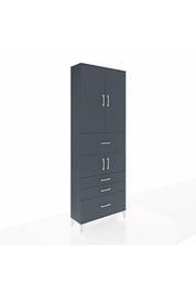 Arges Dolap 4 Raflı 4 Çekmeceli 4 Kapaklı 88x30x243 Antrasit-Antrasit