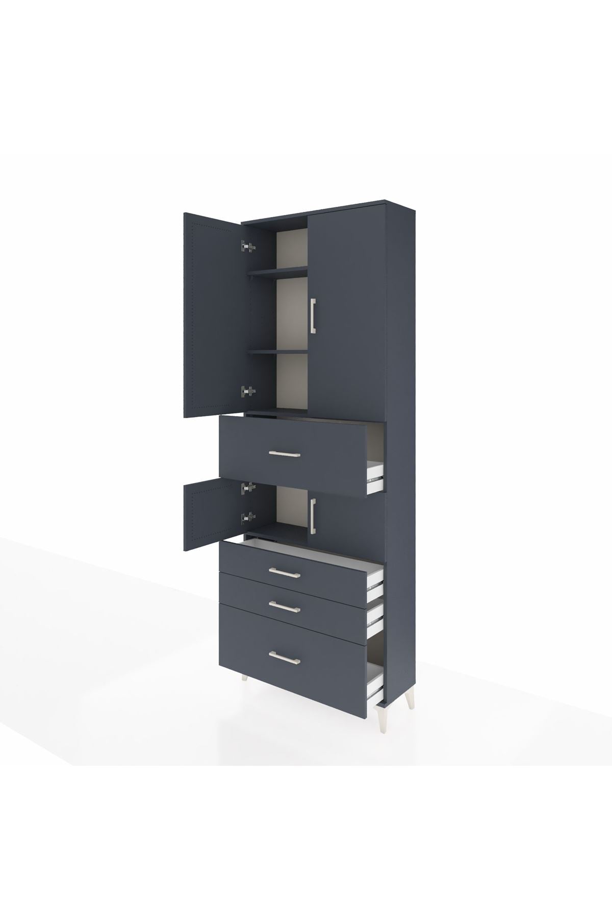 Arges Dolap 4 Raflı 4 Çekmeceli 4 Kapaklı 88x30x243 Antrasit-Antrasit