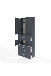 Arges Dolap 4 Raflı 4 Çekmeceli 4 Kapaklı 88x30x243 Antrasit-Antrasit