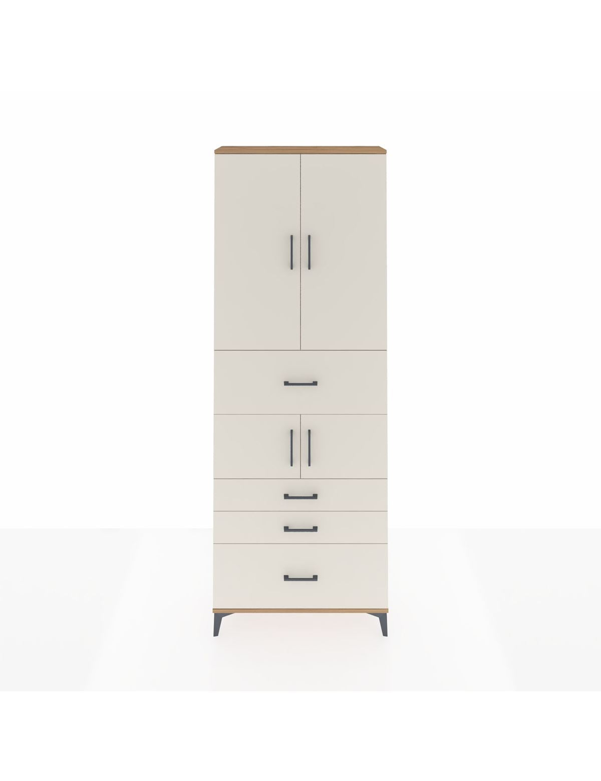 Arges Dolap 4 Raflı 4 Çekmeceli 4 Kapaklı 88x30x243 Çam-Aytaşı