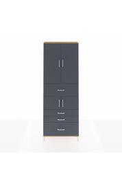 Arges Dolap 4 Raflı 4 Çekmeceli 4 Kapaklı 88x30x243 Çam-Antrasit