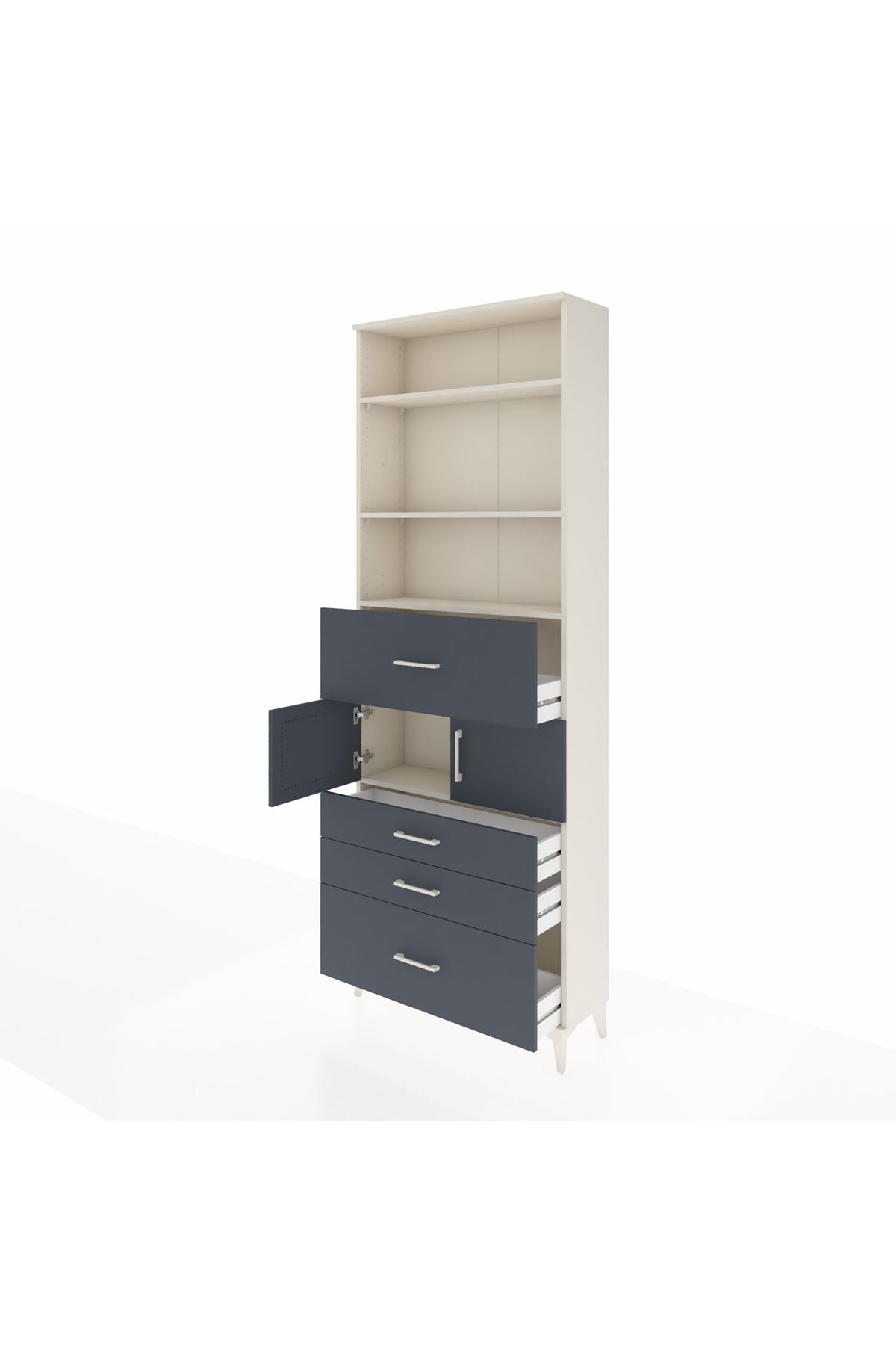 Arges Dolap 4 Raflı 4 Çekmeceli 2 Kapaklı 88x30x243 Aytaşı-Antrasit