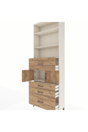 Arges Dolap 4 Raflı 4 Çekmeceli 2 Kapaklı 88x30x243 Aytaşı-Çam