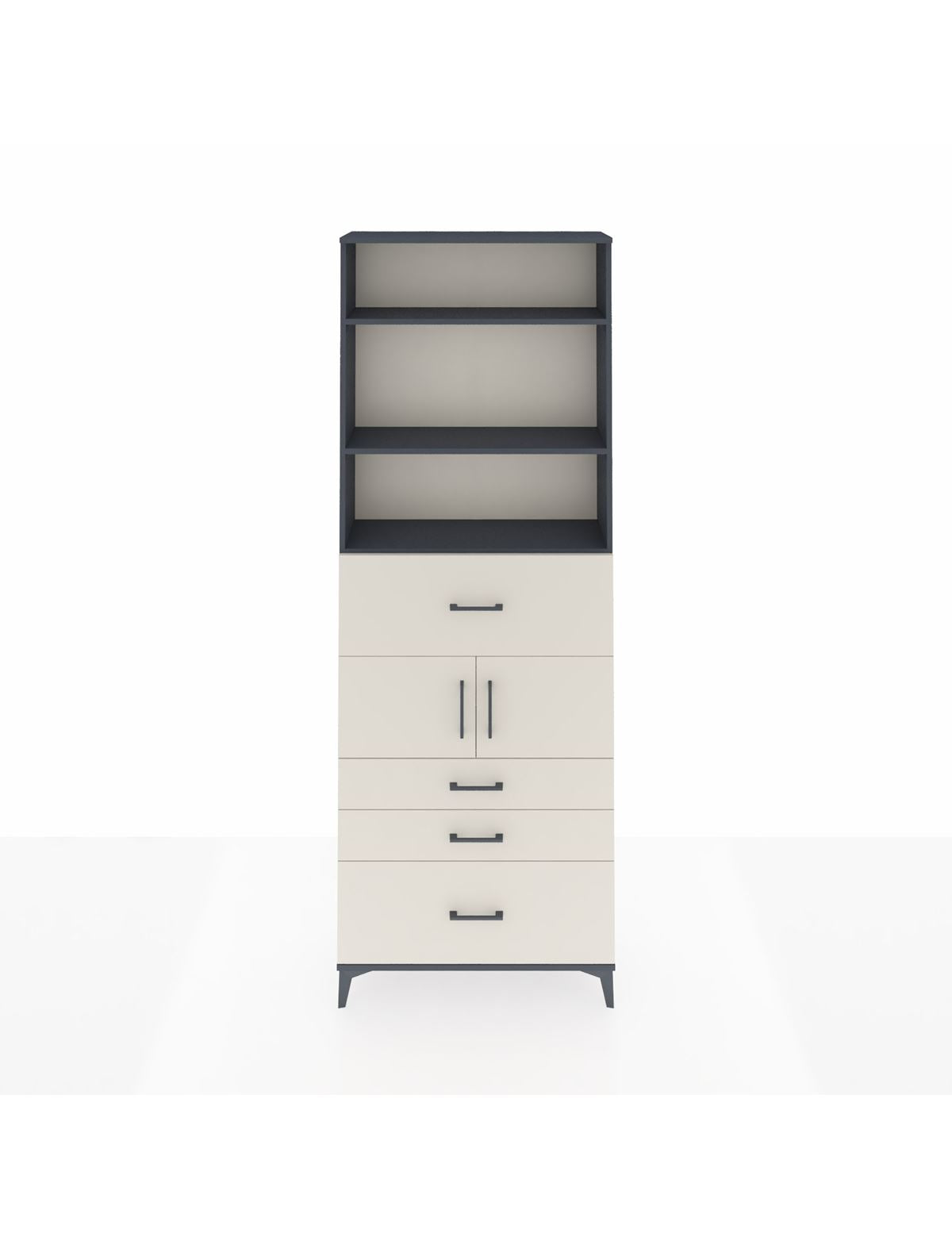 Arges Dolap 4 Raflı 4 Çekmeceli 2 Kapaklı 88x30x243 Antrasit-Aytaşı