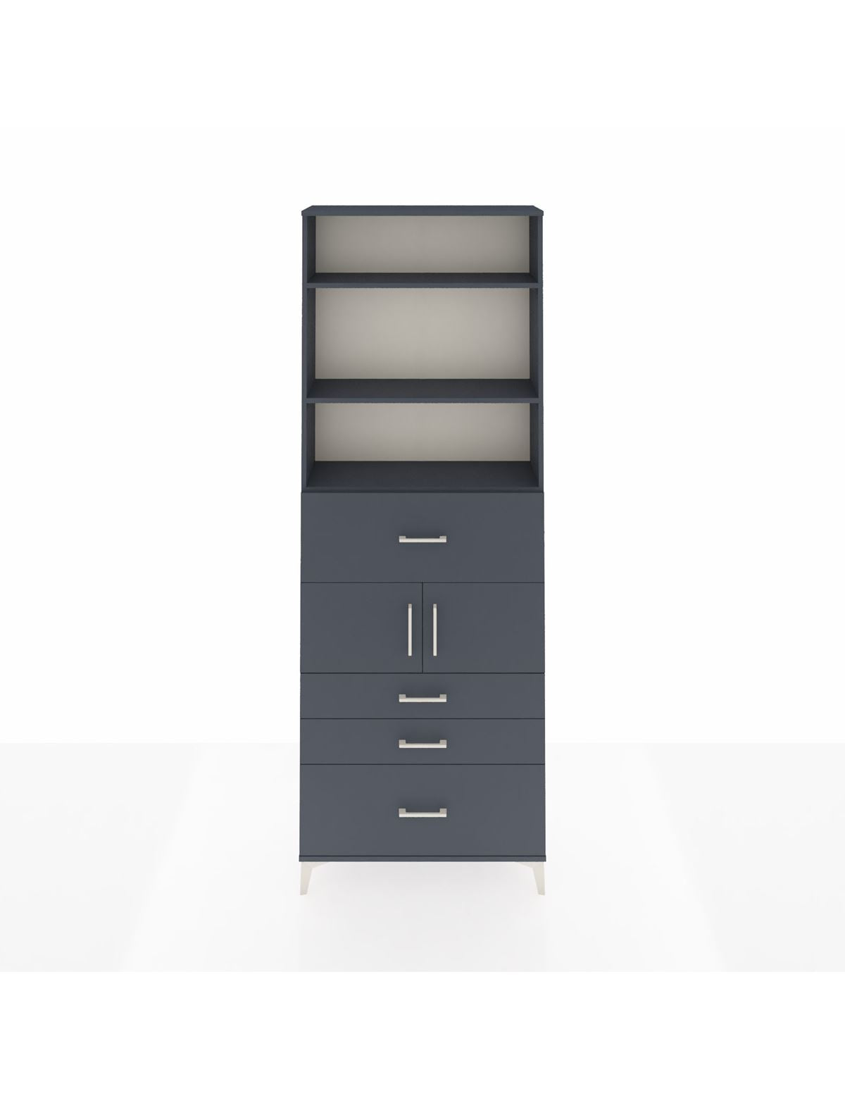 Arges Dolap 4 Raflı 4 Çekmeceli 2 Kapaklı 88x30x243 Antrasit-Antrasit