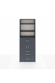 Arges Dolap 4 Raflı 4 Çekmeceli 2 Kapaklı 88x30x243 Antrasit-Antrasit