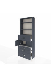 Arges Dolap 4 Raflı 4 Çekmeceli 2 Kapaklı 88x30x243 Antrasit-Antrasit