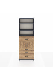 Arges Dolap 4 Raflı 4 Çekmeceli 2 Kapaklı 88x30x243 Antrasit-Çam