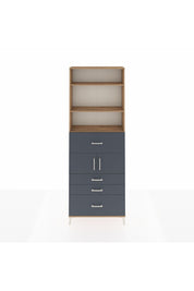 Arges Dolap 4 Raflı 4 Çekmeceli 2 Kapaklı 88x30x243 Çam-Antrasit