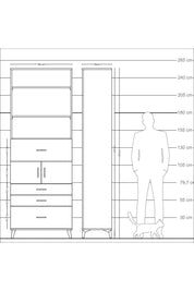 Arges Dolap 4 Raflı 4 Çekmeceli 2 Kapaklı 88x30x243 Çam-Antrasit