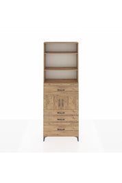 Arges Dolap 4 Raflı 4 Çekmeceli 2 Kapaklı 88x30x243 Çam-Çam