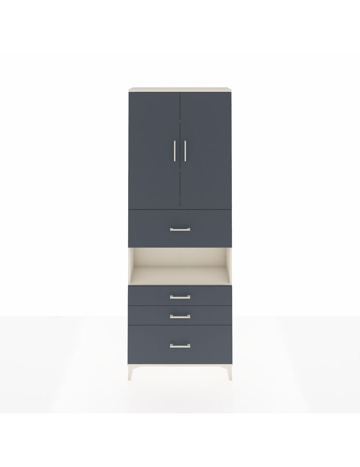 Arges Dolap 4 Raflı 4 Çekmeceli 2 Kapaklı 88x30x243 Aytaşı-Antrasit