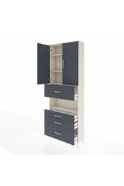 Arges Dolap 4 Raflı 4 Çekmeceli 2 Kapaklı 88x30x243 Aytaşı-Antrasit