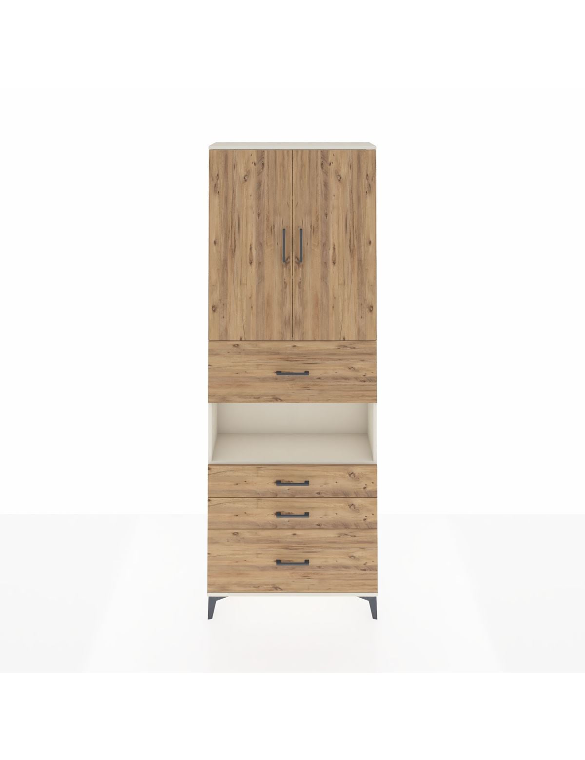 Arges Dolap 4 Raflı 4 Çekmeceli 2 Kapaklı 88x30x243 Aytaşı-Çam