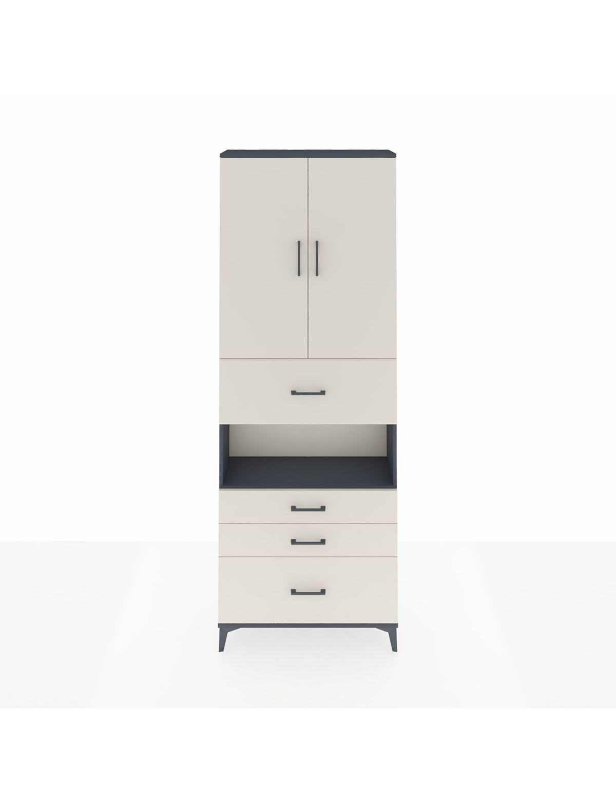 Arges Dolap 4 Raflı 4 Çekmeceli 2 Kapaklı 88x30x243 Antrasit-Aytaşı