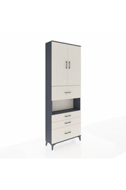 Arges Dolap 4 Raflı 4 Çekmeceli 2 Kapaklı 88x30x243 Antrasit-Aytaşı