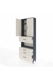 Arges Dolap 4 Raflı 4 Çekmeceli 2 Kapaklı 88x30x243 Antrasit-Aytaşı