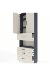 Arges Dolap 4 Raflı 4 Çekmeceli 2 Kapaklı 88x30x243 Antrasit-Aytaşı