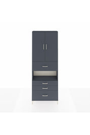 Arges Dolap 4 Raflı 4 Çekmeceli 2 Kapaklı 88x30x243 Antrasit-Antrasit