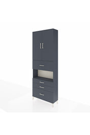 Arges Dolap 4 Raflı 4 Çekmeceli 2 Kapaklı 88x30x243 Antrasit-Antrasit