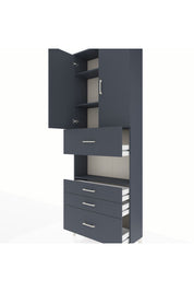 Arges Dolap 4 Raflı 4 Çekmeceli 2 Kapaklı 88x30x243 Antrasit-Antrasit