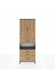 Arges Dolap 4 Raflı 4 Çekmeceli 2 Kapaklı 88x30x243 Antrasit-Çam