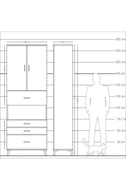 Arges Dolap 4 Raflı 4 Çekmeceli 2 Kapaklı 88x30x243 Antrasit-Çam