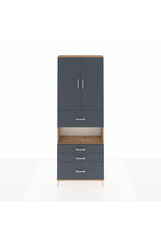 Arges Dolap 4 Raflı 4 Çekmeceli 2 Kapaklı 88x30x243 Çam-Antrasit