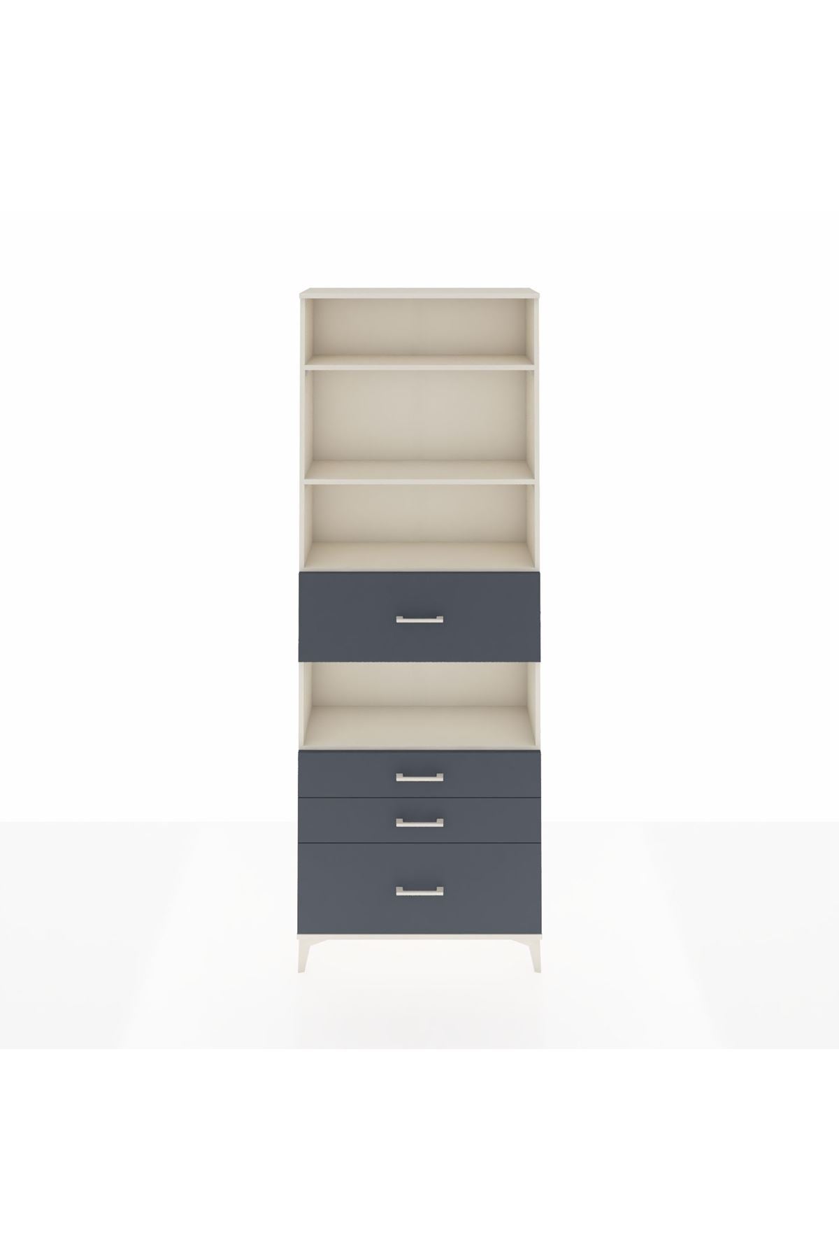 Arges Dolap 4 Raflı 4 Çekmeceli 88x30x243 Aytaşı-Antrasit